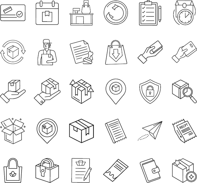 Iconos de servicio de entrega Seguimiento de paquetes Envío y logística segura