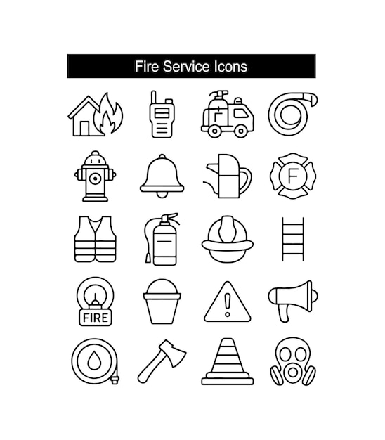 Iconos de servicio de incendios Conjunto de símbolos de respuesta de emergencia