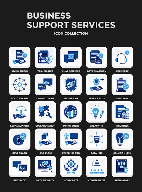 Iconos de servicios de apoyo empresarial