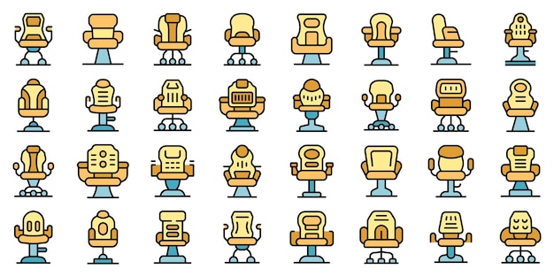 Iconos de silla de juego conjunto vector plano