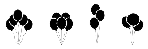 Iconos de silueta de globos en grupos