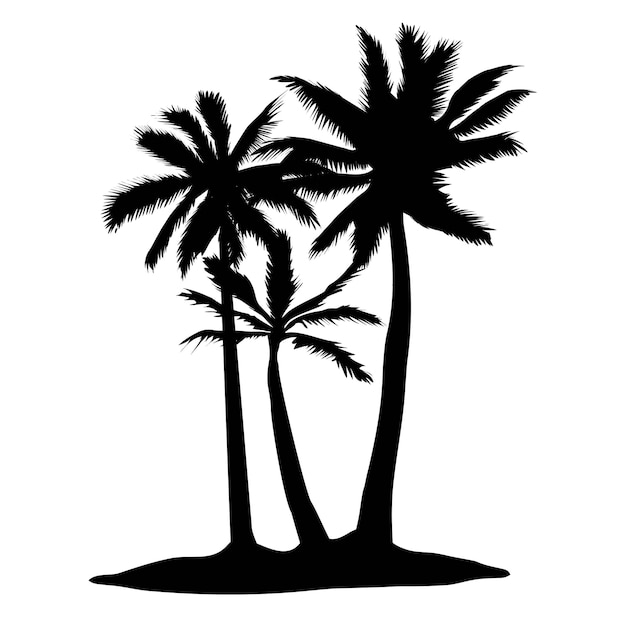 Iconos de silueta de palmera vectorial sobre fondo blanco.