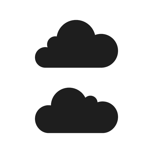 Íconos de silueta plana de nubes en ilustración vectorial de fondo blanco