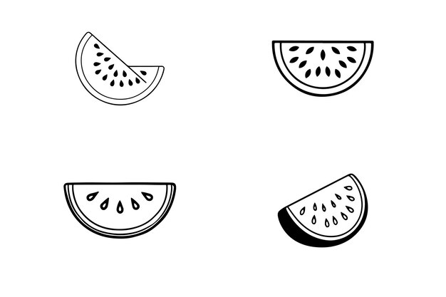 Iconos de silueta de sandía con fondo blanco
