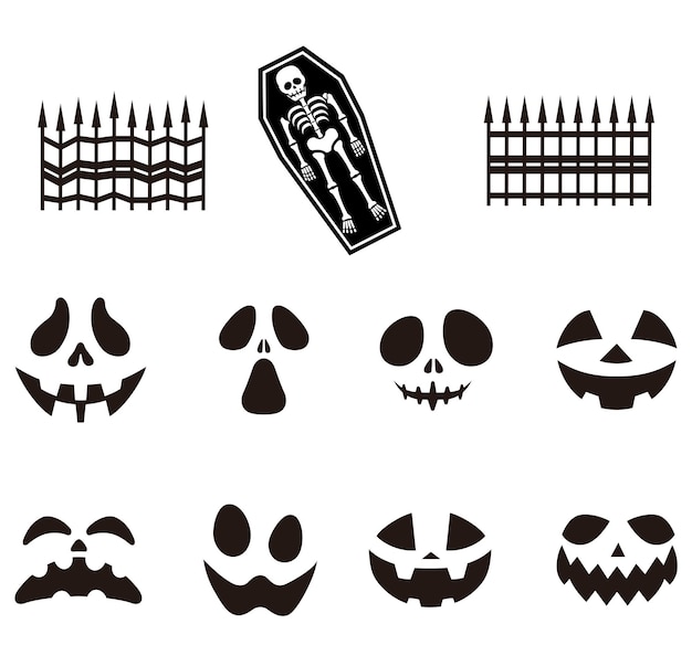 Iconos de silueta de Vector de feliz Halloween