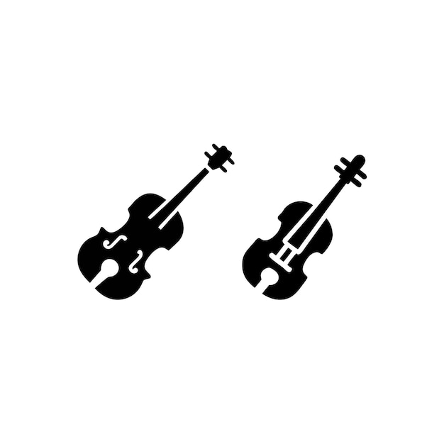 Iconos de silueta de violín y violonchelo Vector de instrumentos de música clásica