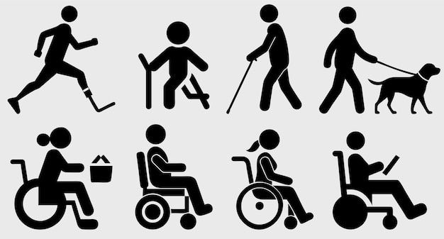Iconos de siluetas de discapacidades diversas