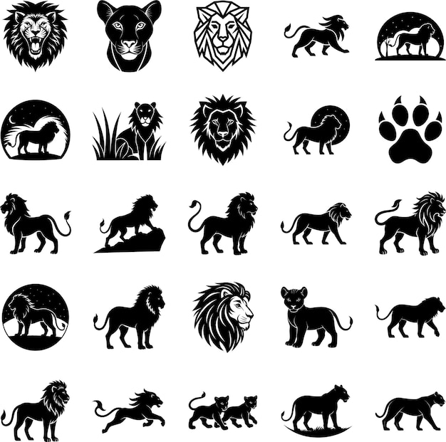 Iconos y siluetas de leones