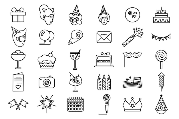 Iconos y símbolos de la fiesta de cumpleaños Gran colección