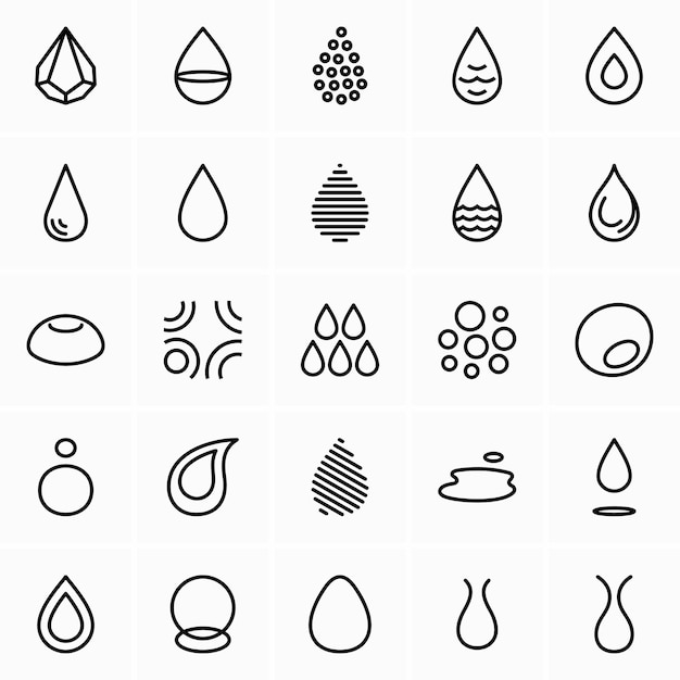 Vector iconos y símbolos de gota de agua