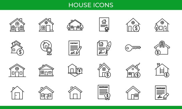 Iconos para sitios web de bienes raíces, listados de propiedades y diseño de casas