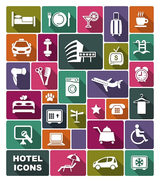 Iconos sobre un tema de hotel