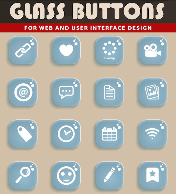 Iconos sociales en botones de cristal