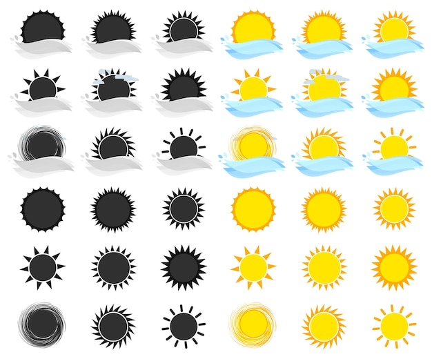 Los íconos del sol establecen los símbolos