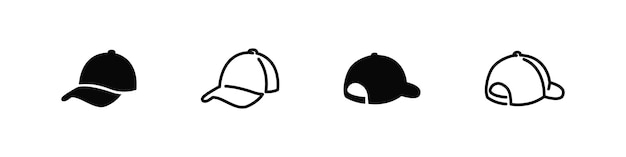 Iconos de sombreros en vista delantera y trasera en estilos planos y contornos Colección de símbolos de sombrero para la moda