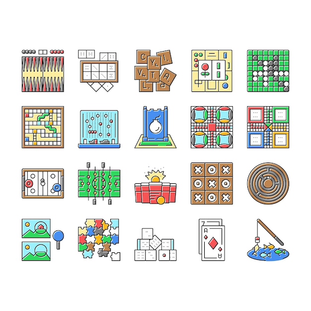 Iconos de tablero de juego de mesa de juego set vector