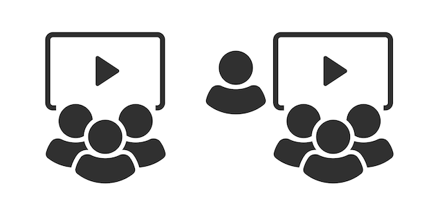 Iconos de talleres de capacitación conjunto de pictogramas gráficos sencillos de vectores sesión de aula de educación