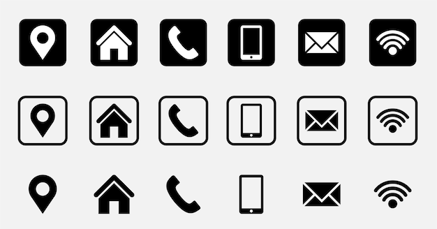 Iconos de tarjetas de visita Arte vectorial