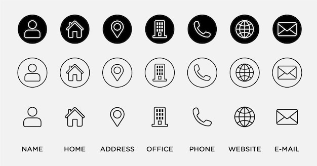 Iconos de tarjetas de visita Arte vectorial