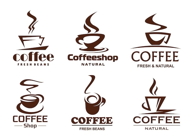 Iconos de tazas de café de vector para café cafetería