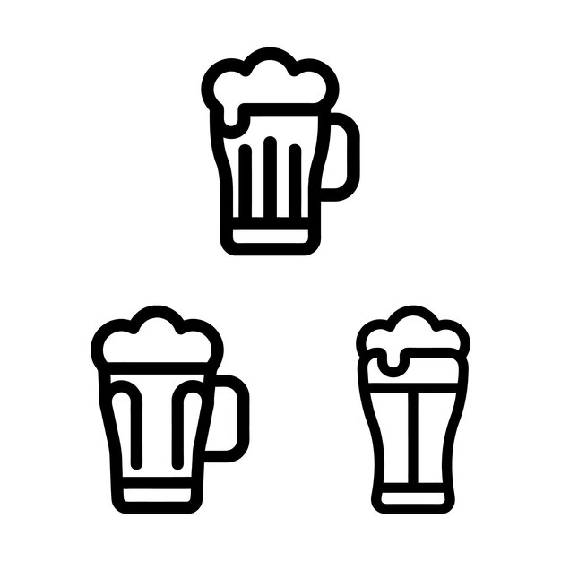 Los iconos de las tazas de cerveza se establecen en diferentes estilos de espuma.