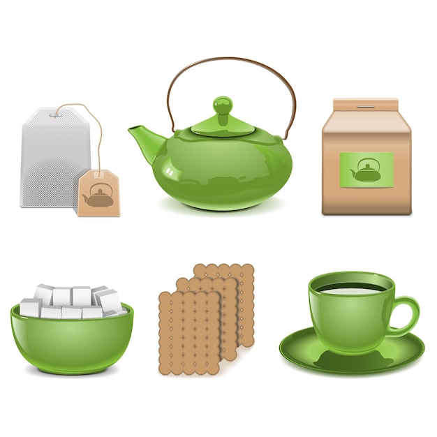 Iconos del té del vector