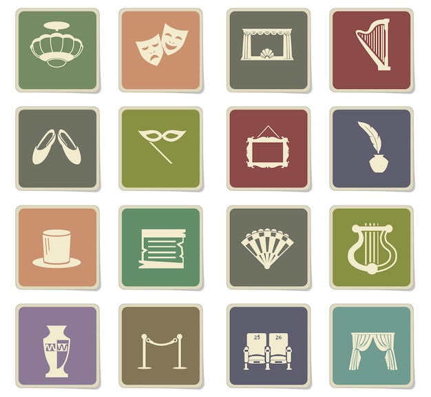 Iconos de teatro en pegatinas de papel