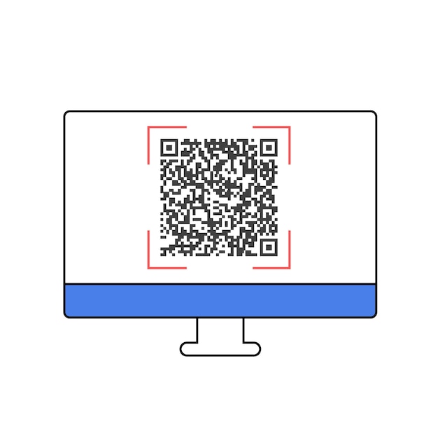 Iconos y técnicas de negocios códigos qr en pc de escritorio