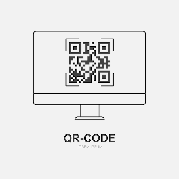Iconos y técnicas de negocios Códigos QR en PC de escritorio