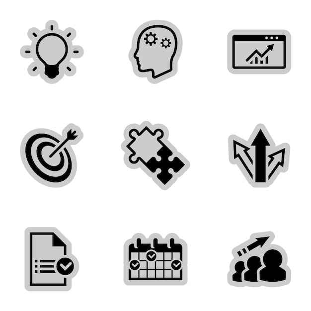 Iconos para el tema Conjunto de iconos vectoriales del plan de expansión de negocios Fondo blanco