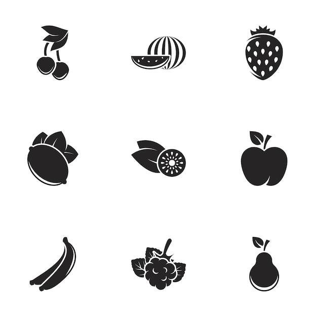 Iconos para el tema Frutas Fondo blanco