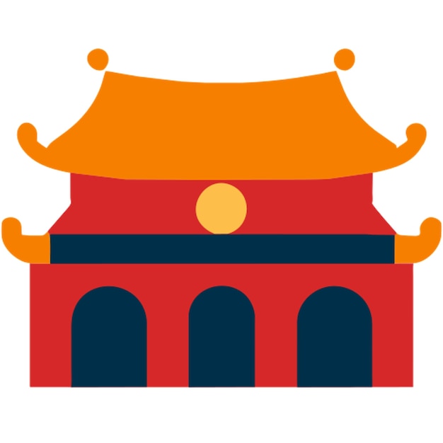 Iconos de templos chinos con formas de colores