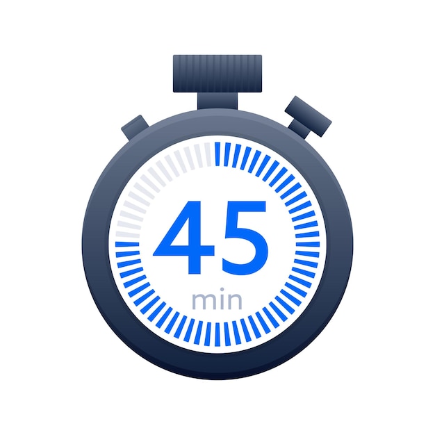 Íconos de temporizador de 45 minutos y cronómetro Símbolo de cuenta atrás Ícono de temporizadora de cocina Ilustración vectorial
