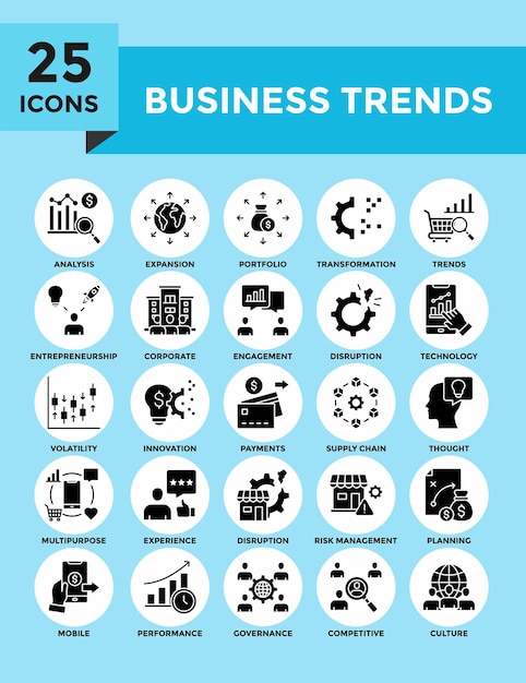 Iconos de tendencias empresariales