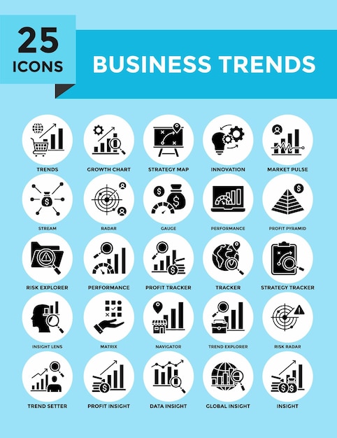 Iconos de tendencias empresariales