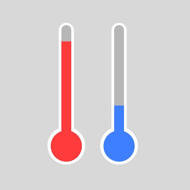 Iconos de termómetro Iconos de termómetro de termómetro de frío y calor de color plano Iconos vectoriales