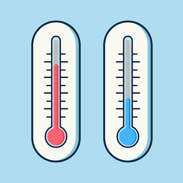 Iconos de termómetros calientes y fríos