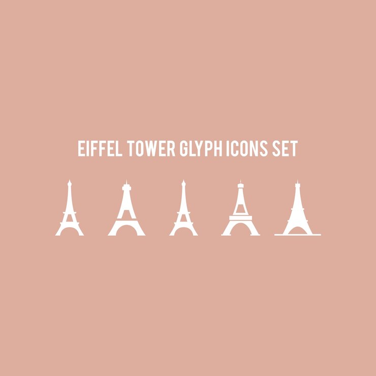 Vector los íconos de la torre eiffel establecen el logotipo de la compañía ilustración vectorial