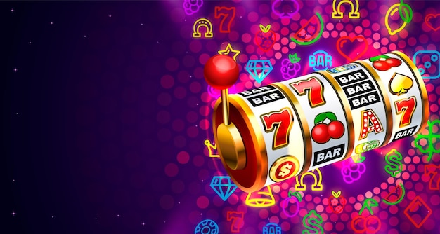 Iconos de tragamonedas de casino, máquina tragamonedas, Vegas nocturno. Ilustración vectorial
