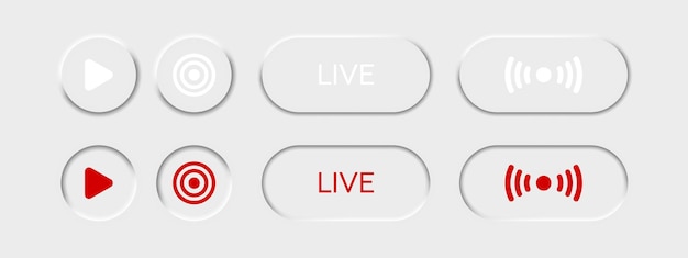 Iconos de transmisión en vivo de neomorfismo