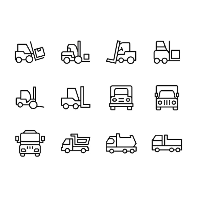 Vector iconos de transporte de entrega logística