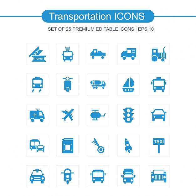 Los iconos de transportes establecen vector