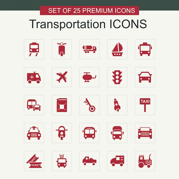 Los iconos de transportes establecen vector
