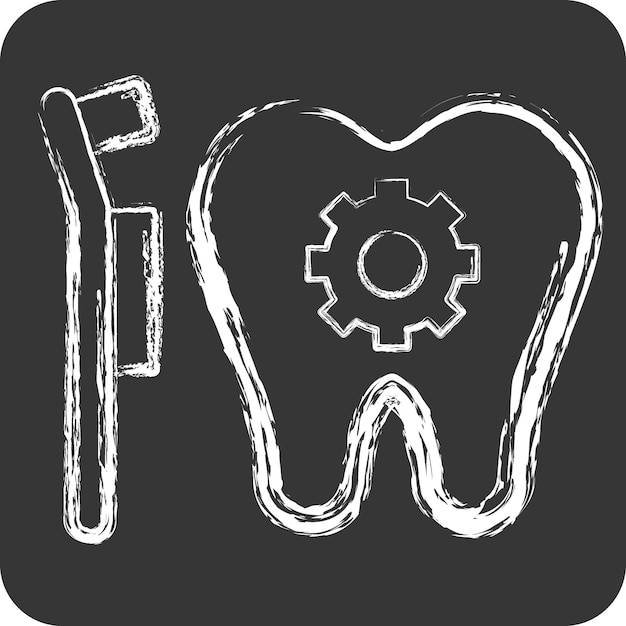 Iconos Tratamiento dental relacionado con Símbolo dental tiza Estilo diseño sencillo ilustrado editable