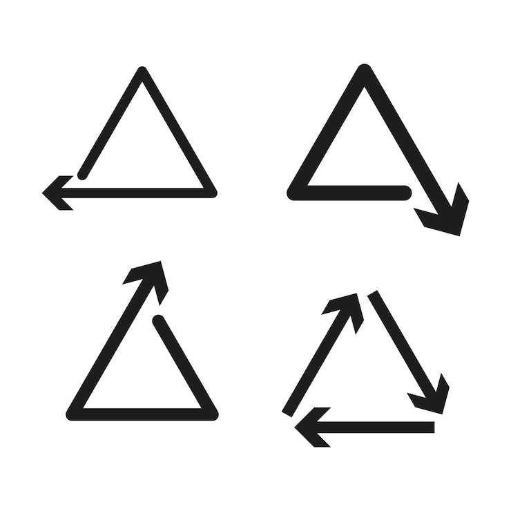 Vector iconos de triángulo de reciclaje flechas de ciclo ambiental símbolos vectoriales de conservación ilustración vectorial