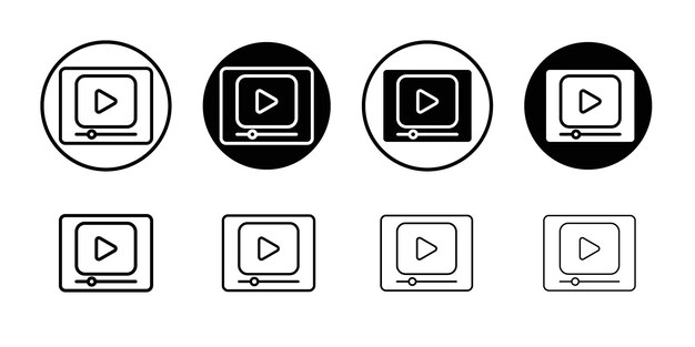 Iconos de tutorial de video plano y diseño de conjunto simple