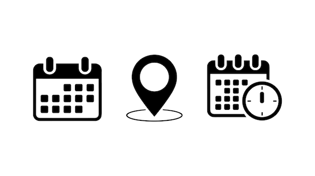 Iconos de ubicación y hora del calendario