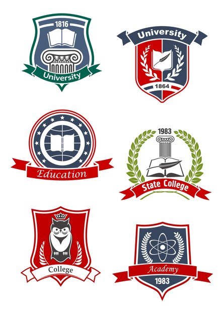 Vector iconos de la universidad y la universidad de la academia