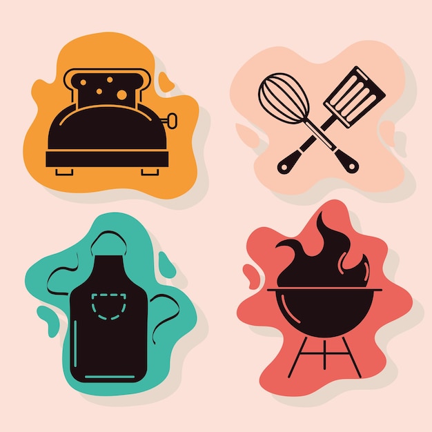 Vector iconos de utensilios de cocina