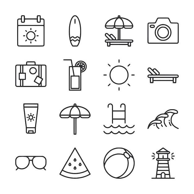 Iconos de las vacaciones de verano
